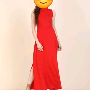 Red Maxi Dress With Cut Out Back