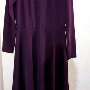 Vintage 80s Women Burgundy Dress