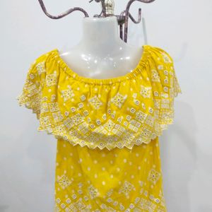 Yellow Embroidered Top