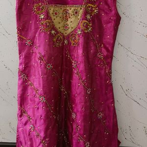 Rose Pink Suit With Full Work