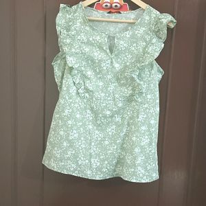 Sea Green Floral Ruffled Top