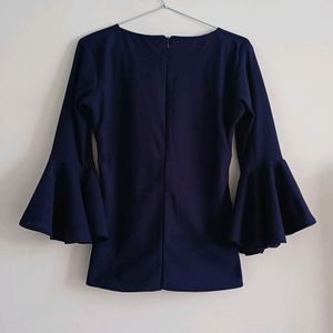 Navy Blue Flare Sleeve Top (M)