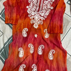 Tie Die Chikankari Kurta