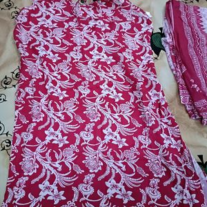 Beautiful Printed Suit With Dupatta In XL Size