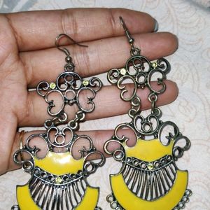 Oxidised Silver Yellow Danglres