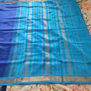 Royal Blue With Sky-blue Silk Saree