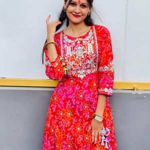 Bandhni Print Gown Kurta