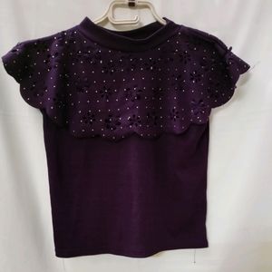 Purple Colour Crop Top | 32 Inch