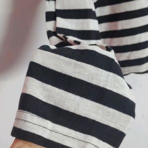 Black And White Striped Crop Top