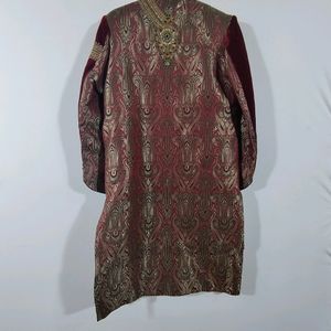 Multi Floral Printed Sharwani With Zardozi Work