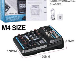 M4 Mini 4 Channel Mixer Audio DJ Console