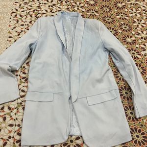 Light Blue Formal Blazer And Skirt Set