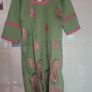 Kurti Light Green N Pink Combination