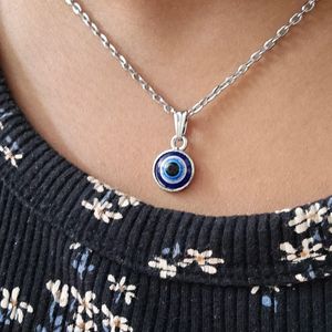 Evil Eye Pendant With Silver Chain