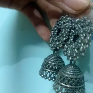 Silver Oxidised Small Jhumkis