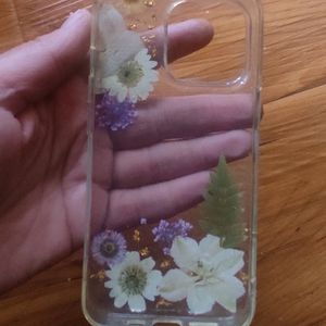 Iphone 13 Cover With Resin Work And Real Flowers