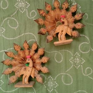 Wood Peacock Pack Of2