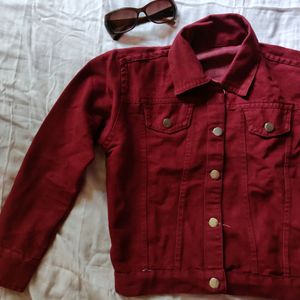 Denim Maroon Jacket