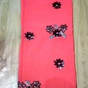 Net Work Beautiful Saree With Cotton Lylin Blouse