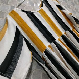 Yellow, Black nd white Stripped Trendy Kurta