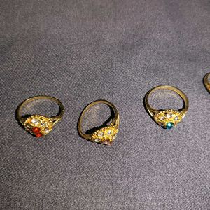 Golden Colour Stone Ring (4 Piece)