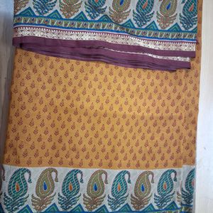 Mustard Polysilk Saree