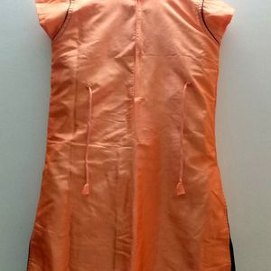 Coral Kurta Knee Length Pajama And A Duppata