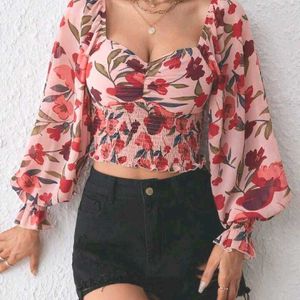 Peach Floral Crop Top