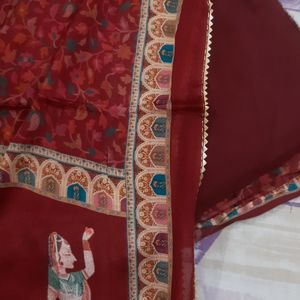 Pure Silk Printed Suit ,pure Chinon Dupatta