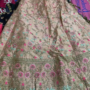 peach colour beautiful lehenga with embroidery work and hand work with heavy can can