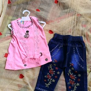 Baby Girl Jeans And Tshirt For 2-4years Old