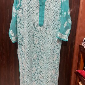 Sky Blue Chikenkari Kurta. 🩵