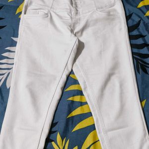 High Waist White Jeans For Sale - 32-34 Wais