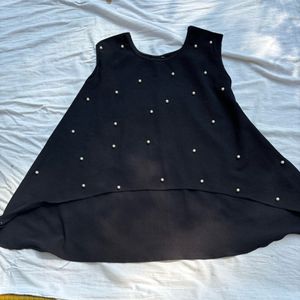 Black High Low Pearl Top