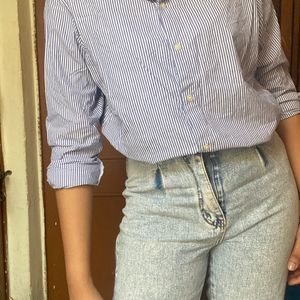 H&M Blue Striped Summer Oversized Shirt