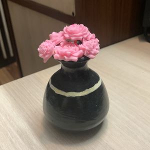 Handmade Wax Rose Flowers In Pot