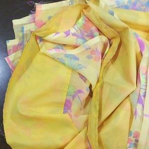 Printed Yellow Colour Saree With Flow 👇check Out