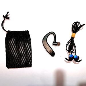 Wired & Bluetooth Earphone Combo With Pouch