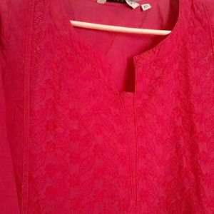 Pink Chikankari Kurti With Leggings