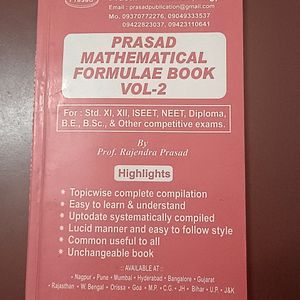 Prasad Mathematical Formulae Book Vol-2