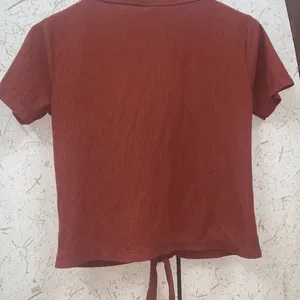 Brown Front Tie Cute Top 32 Bust