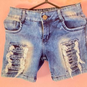 Distressed Denim Shorts