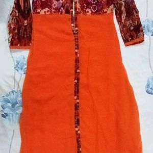 Beautiful Orange Colour Kurti For Women