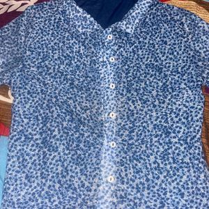 Beautiful Blue Shirt Style Mesh Top....