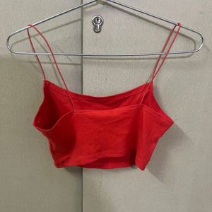 H&M Red Cropped Cami Top