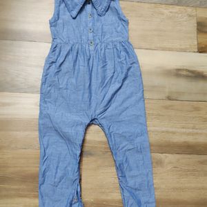 Branded Soft Denim Jumpsuit