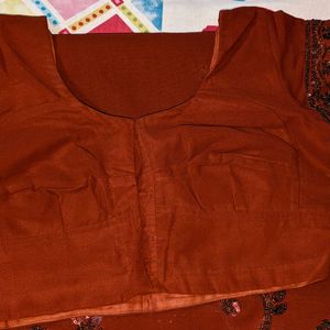 Fancy Maroon Saree With Readymade Blouse Piece