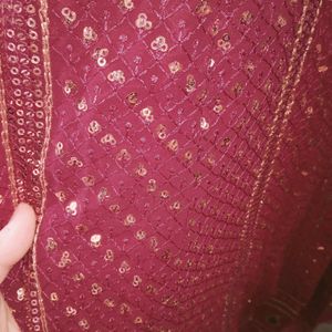 Red Chikankari Wedding Gown