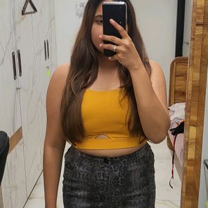 Mustard Top With Grey Cheetah Print Skirt