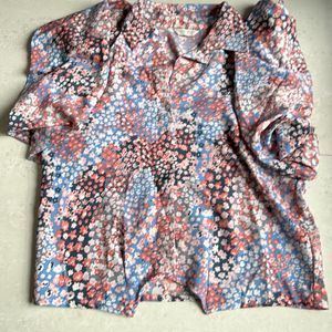 Floral print semiformal shirt